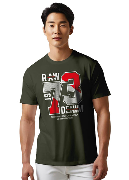 Peppyzone Mens Regular Fit T-Shirt (PZ-Number-1213_Olive4