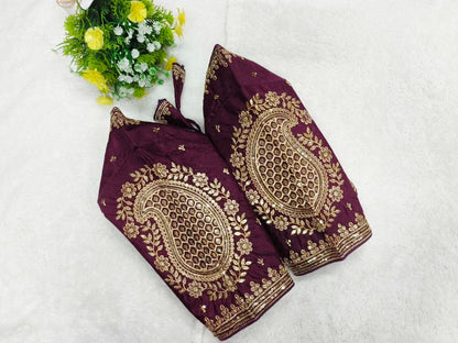 Pujia Mills Womens Readymade Blouse Embroidery Golden Zari Coding Sequence Thread Work Indian Ethnic Designer Stitched Half Slee