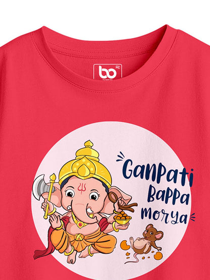 Bon Organik Girls Regular Fit T-Shirt (BON15107_G_Red