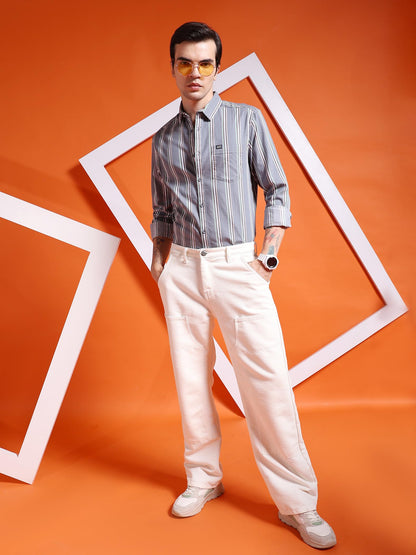 The Indian Garage Co Mens Slim Fit Shirt (0723-SHSTYD-04_Grey