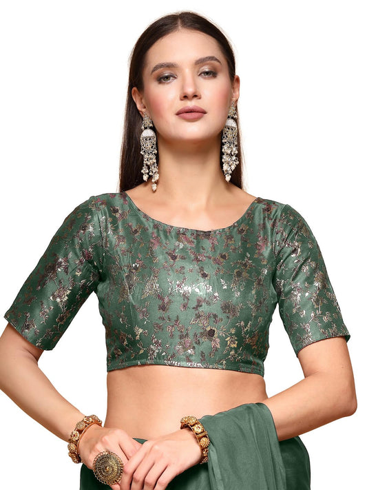 OOMPH! Readymade Blouse for Women, Brocade, Boat Neck, rbbl530