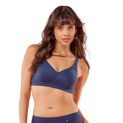 Enamor Womens Cotton Wire Free Casual T-Shirt Bra (IO05_Eclipse