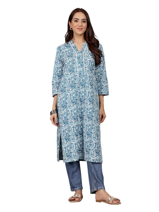 Varanga Women Floral Printed V Neck Kurta