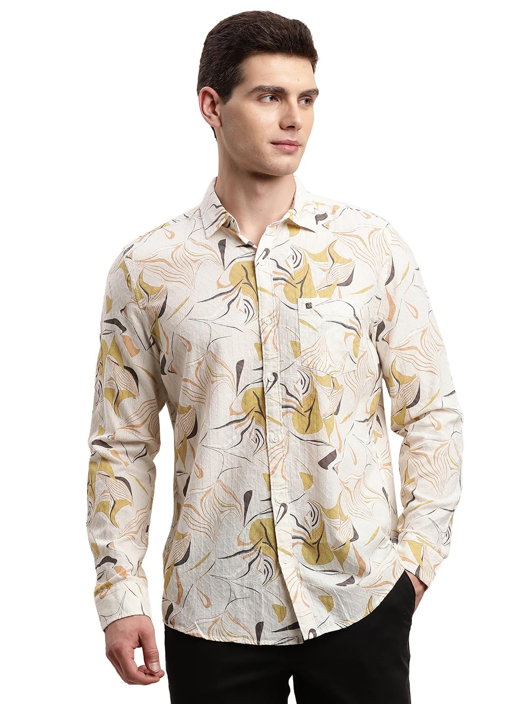 Turtle Mens Printed Cotton Shirt | Multi-Color Slim Fit Full Sleeve Casual Shirt for Men | Pure Cotton Multi-Color Full Sleeve S