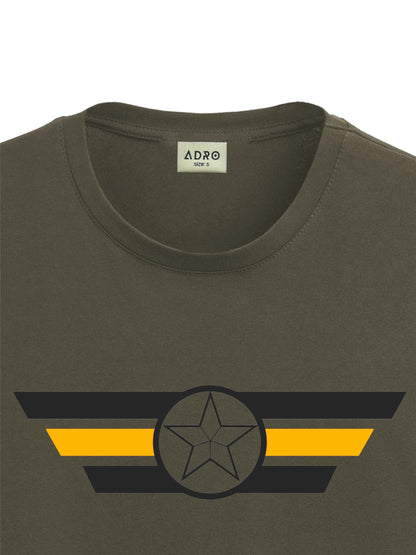 ADRO Men's Solid Regular Fit T-Shirt (RN24-CAP-OL_Olive