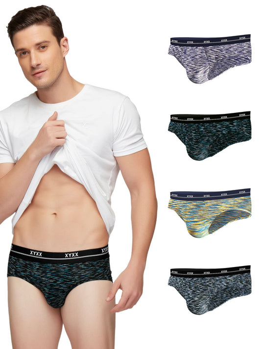 XYXX Mens Underwear Artisto IntelliSoft Antimicrobial Micro Modal Brief Pack of 5 (Yellow & Blue ; Blue & White ; Teal & Black