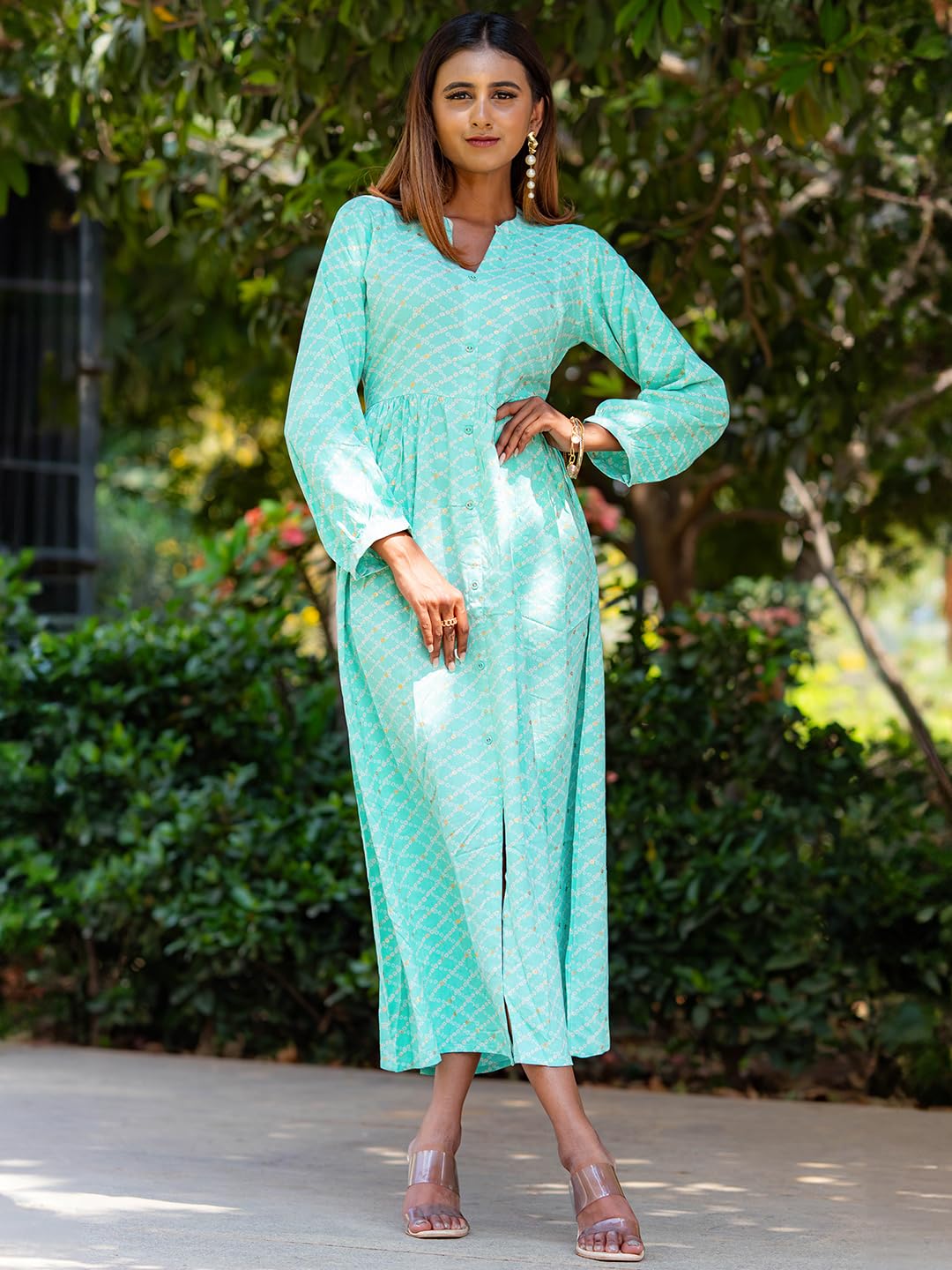 Libas WomenS Rayon Fit And Flare Maxi Dress (26425_Sea Green