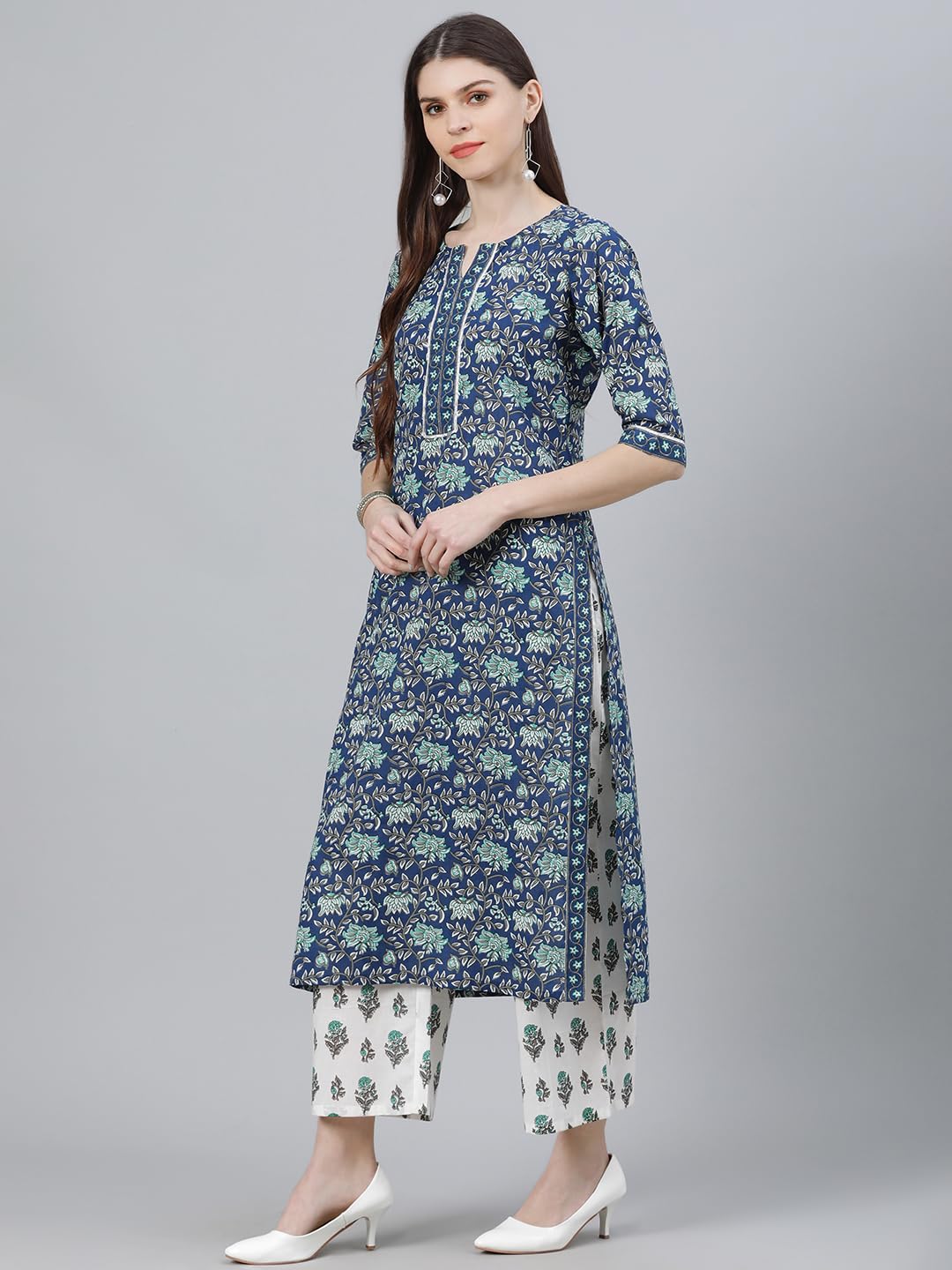 Libas WomenS Cotton Kurta Sets (13026O_Multicoloured