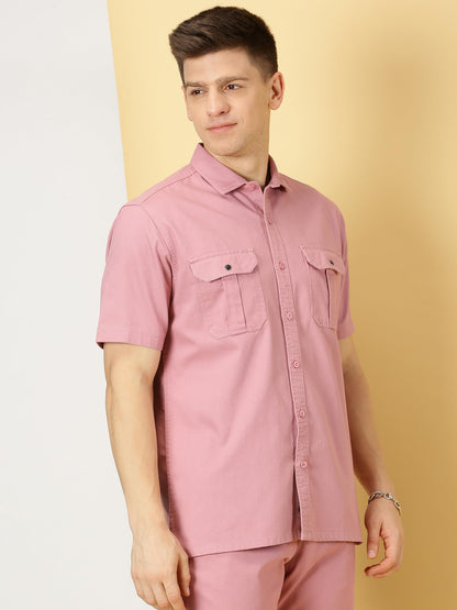 Thomas Scott Mens | Half Sleeve | Double Pockets | Solid | Regular Fit Plus Size | 100% Cotton | Spread Collar | Casual Shirts (