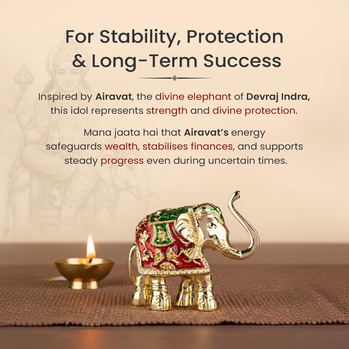 Astrotalk Airavat Dhan-Vridhi Elephant Idol | Vastu Elephant Idol for Abundance, Prosperity & Protection | Aesthetic Home Decor for Living Room & Office | Good Luck Gift for Man & Woman