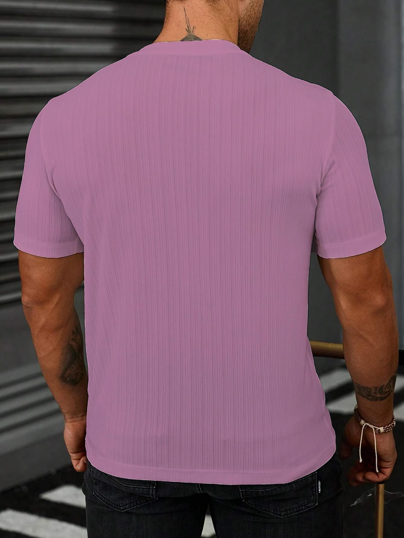 SMOWKLY Mens Solid Regular Fit T-Shirt (1286_Pink