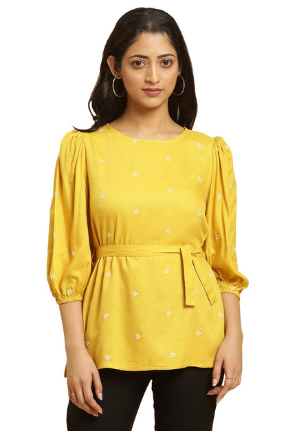 W for Woman Womens Solid Regular Fit Top (23AUW30644-820715_Yellow