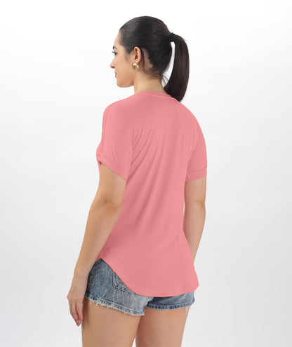 SHODOX Womens Cotton Blend Solid Regular fit Round Neck Short Sleeve T-Shirt (Pack of 1)