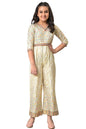 Aurelia Girls Polyester Fit and Flare Knee-Length Casual Dress (22AUG10256B-504848_Beige