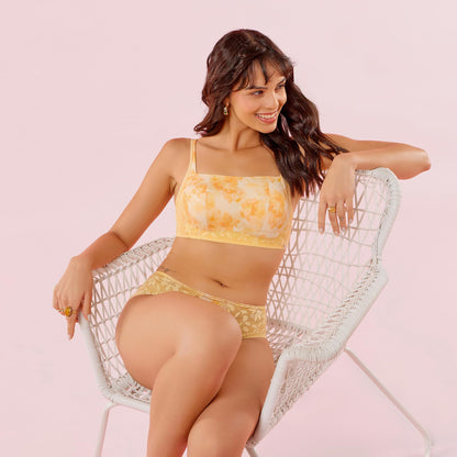 Enamor Womens Nylon Blend Wire Free Casual Padded Bra (F151_Golden Haze