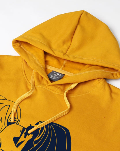 ADRO Men's Cotton Neck Hooded Sweatshirt (H24-DEVI-MU_Mustard