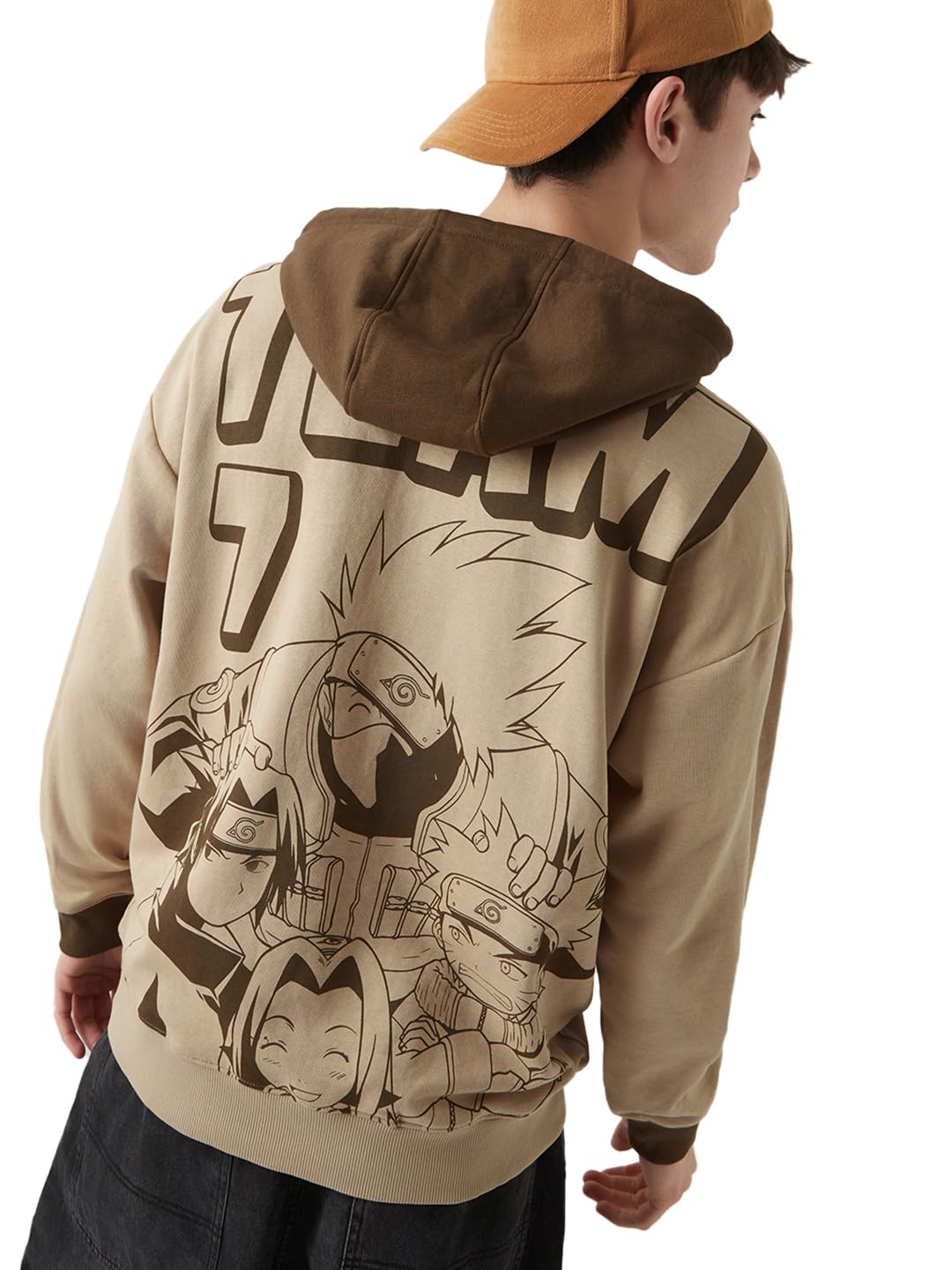 Bewakoof Heavy Duty 1.0 Official Naruto Merchandise Mens Graphic Print Oversized Fit Full Sleeve Hooded Poly Cotton Hoodies_644
