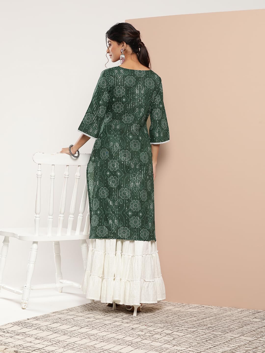 Libas WomenS Cotton Printed Straight Kurta (26195_Green