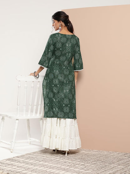 Libas WomenS Cotton Printed Straight Kurta (26195_Green