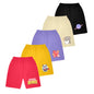 Kyda Kids Boys & Girls Cotton Blend Printed Shorts - Regular Fit Multicolor (Pack Of 5)