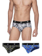 XYXX Mens Modal Slim Geometric Briefs (Pack of 3) (XY_R5_BRF_03_Boxy Blue + Prism Grey
