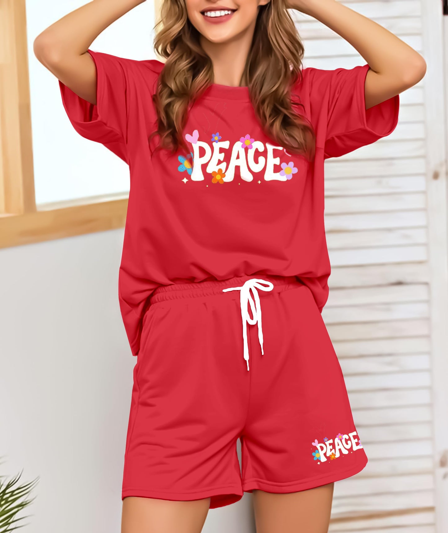 SHODOX Womens Cotton Blend Printed Tshirt and Shorts Co-ords Set (Pack of 1)