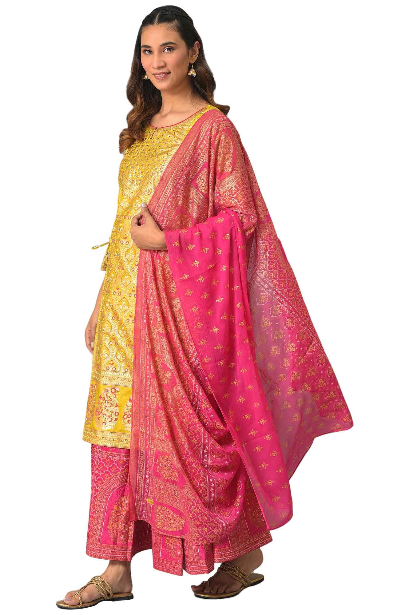 Aurelia Polyester Women's Hand Work Kurti Skirt With Dupatta