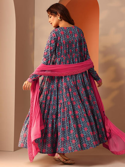 Libas WomenS Cotton Kurta Set (400786_Blue