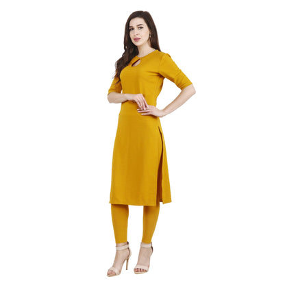 POPWINGS Casual Keyhole Hosiery Kurti Jegging Set