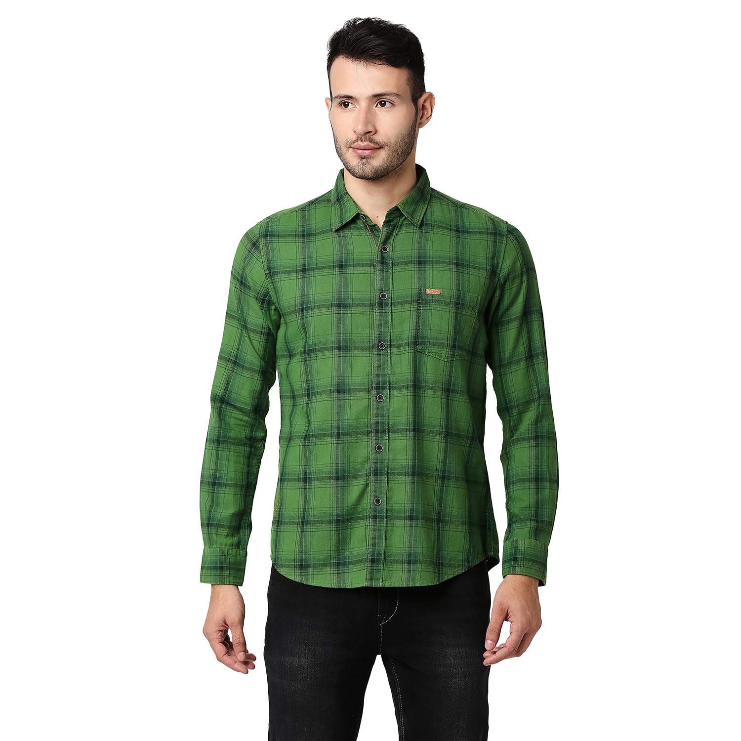Pepe Jeans MenS Checkered Regular Fit Shirt (Pm307818_Green L)