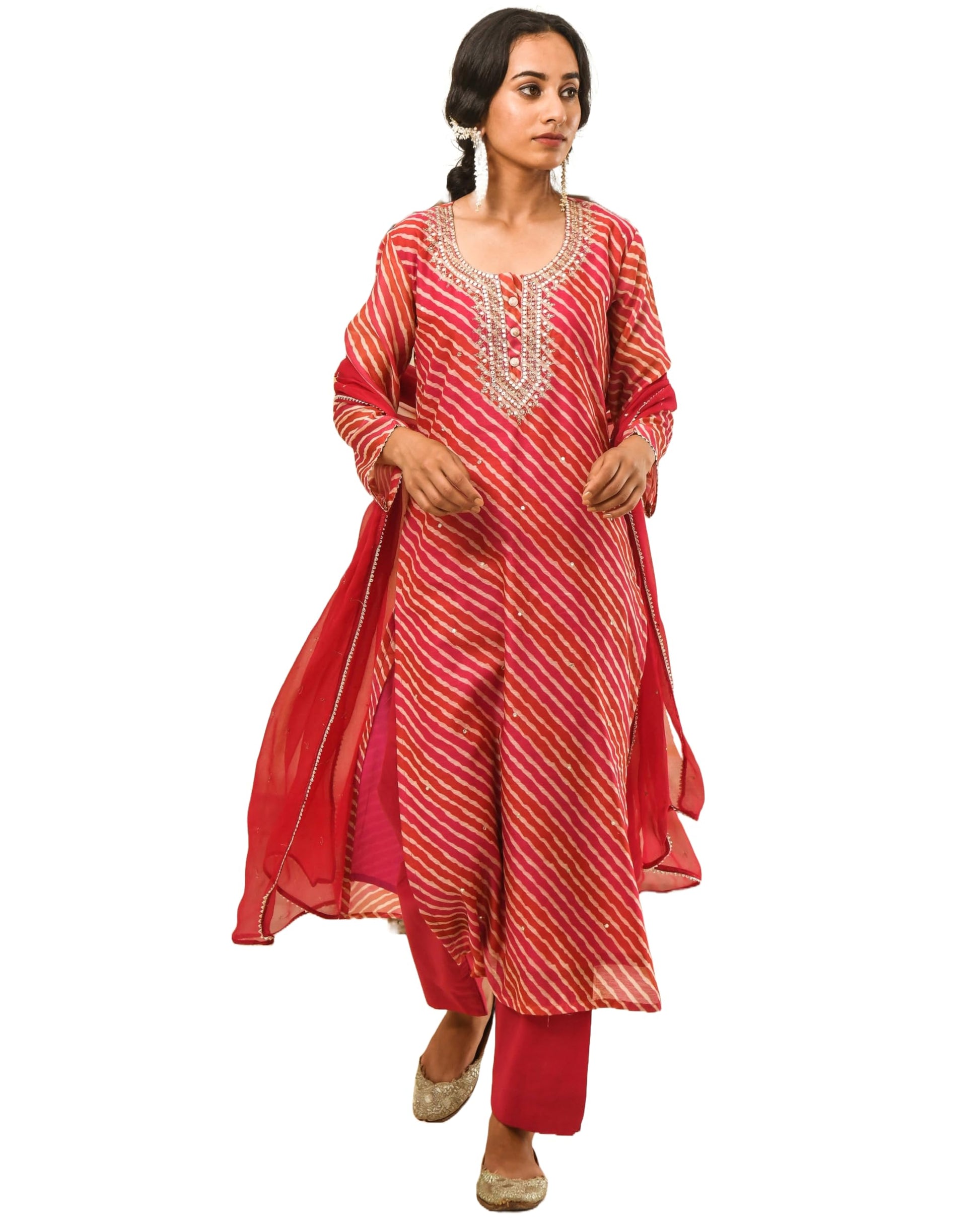 ANNI DESIGNER Women s Kurta Pants in Rayon Blend with Dupatta, Multicolored, L