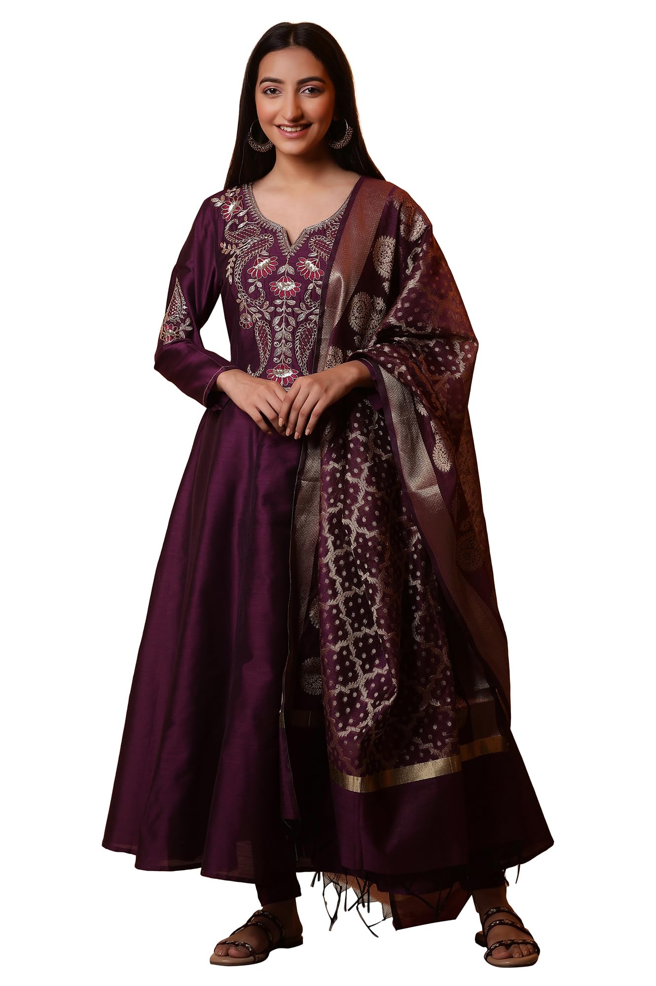 Aurelia Women's Solid Rayon Kurta Set with Tight & Dupatta