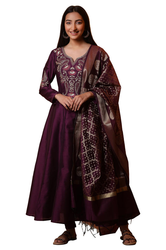 Aurelia Women's Solid Rayon Kurta Set with Tight & Dupatta