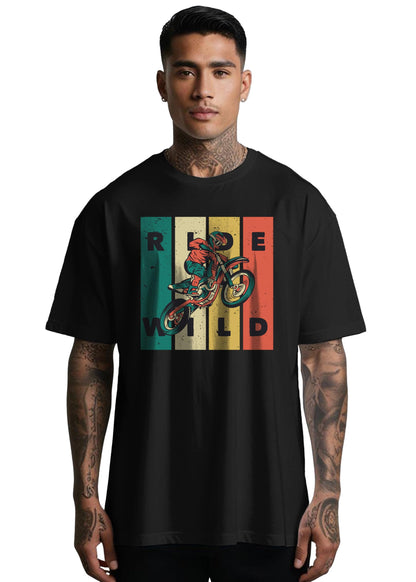 Peppyzone Mens Oversized Fit T-Shirt (OST-Biker 6-10_Black