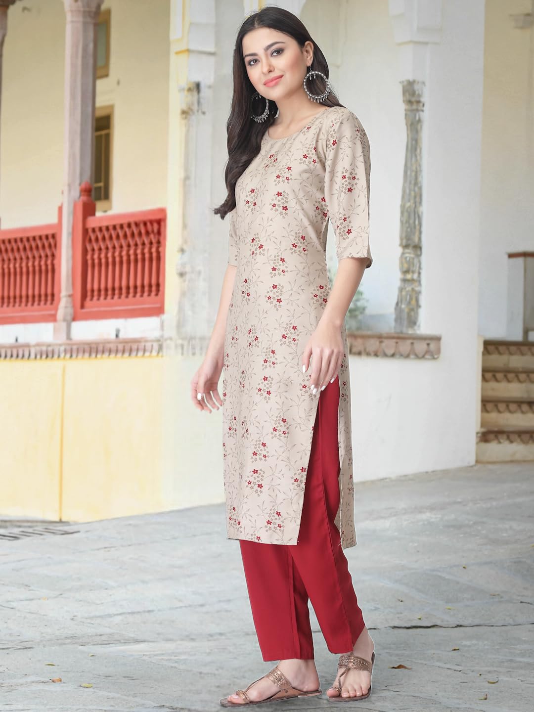 Tee Projekt Digital Printed Crepe Kurta Set For Women Ll Printed Kurti & Pant Set Ll Combo Kurta Set Ll (Pack Of 2)