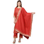 ANNI DESIGNER Women's Cotton Straight Kurta with Pant & Dupatta (KPTD-COT-10061-RED)