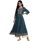 anubhutee Women's Viscose Rayon Ethnic Motifs Embroidered Teal Mirror Work A-Line Kurta