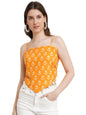 POPWINGS Casual Hankie Cotton Sustainable Bagru Print Crop Top for Women || Square Neck Crop Top for Women || Sleeveless Crop To