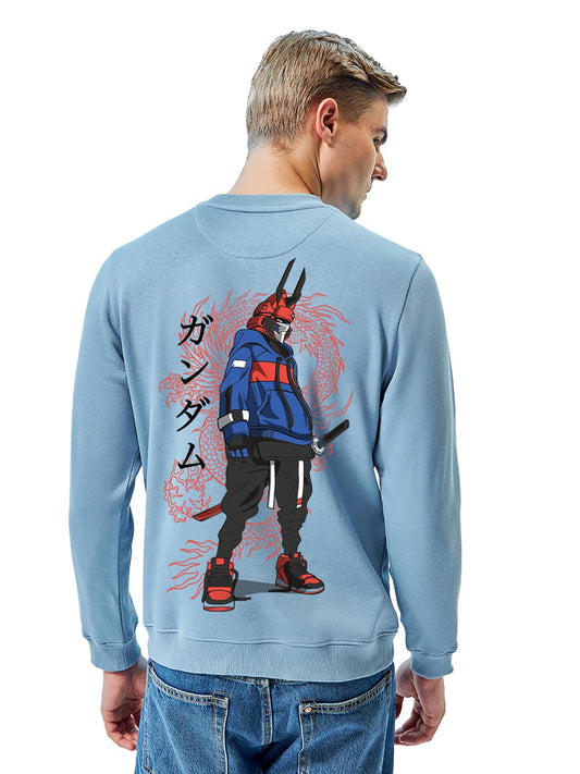 Bewakoof Heavy Duty 1.0 Mens Graphic Printed Regular Fit Full Sleeve Round Neck Fleece Sweatshirt_629650_Blue_M