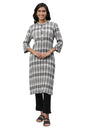 Aurelia WomenS White Checks Yarn Dyed Lycra Straight Kurta_23Aua14305-704332_S