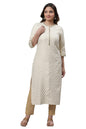 Aurelia Beige Foil Pattern Rayon Blend Regular Kurta