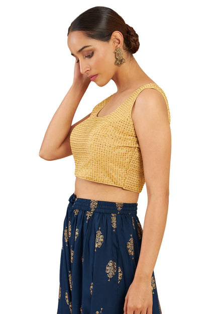 Soch Gold Art Silk Blouse With Embroidery And Sequins
