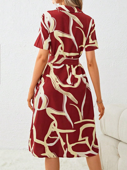 Shasmi WomenS & GirlS Dress For Women L One Piece Dress For Women L Beach Dress For Women, Solid Printed Tie Front Collared V