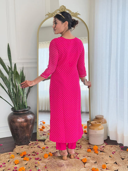 Naixa WomenS Rani Vichitra Silk With Cotton Lining Embroidered And Printed Straight Kurta With Rayon Pant And Taby Laced Dupatt