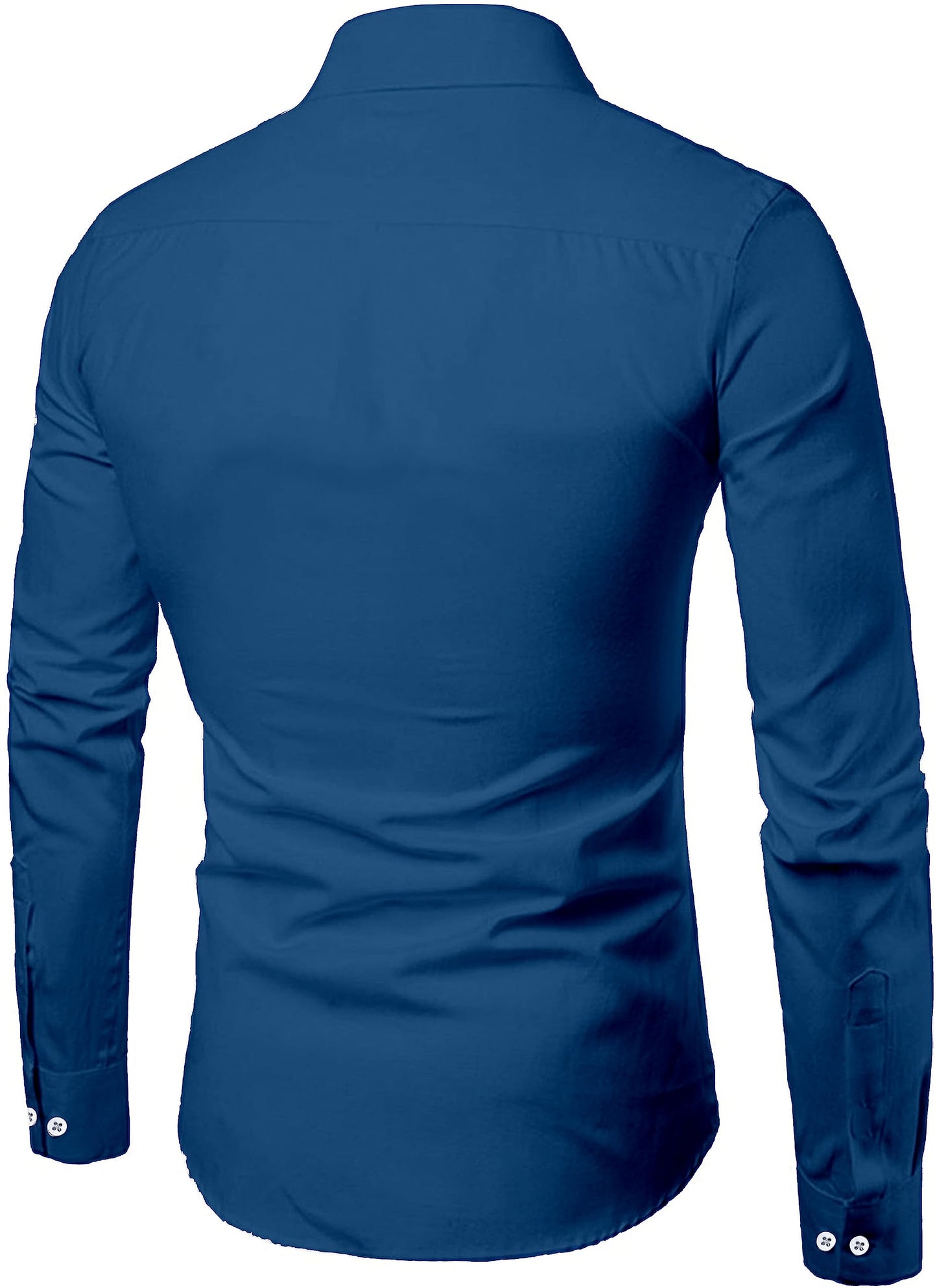 Mildin MenS Cotton Blend Solid Shirt With Spread Collared Full Sleeve Curved Hemline Button Closure Slim Fit And One Pocket | S
