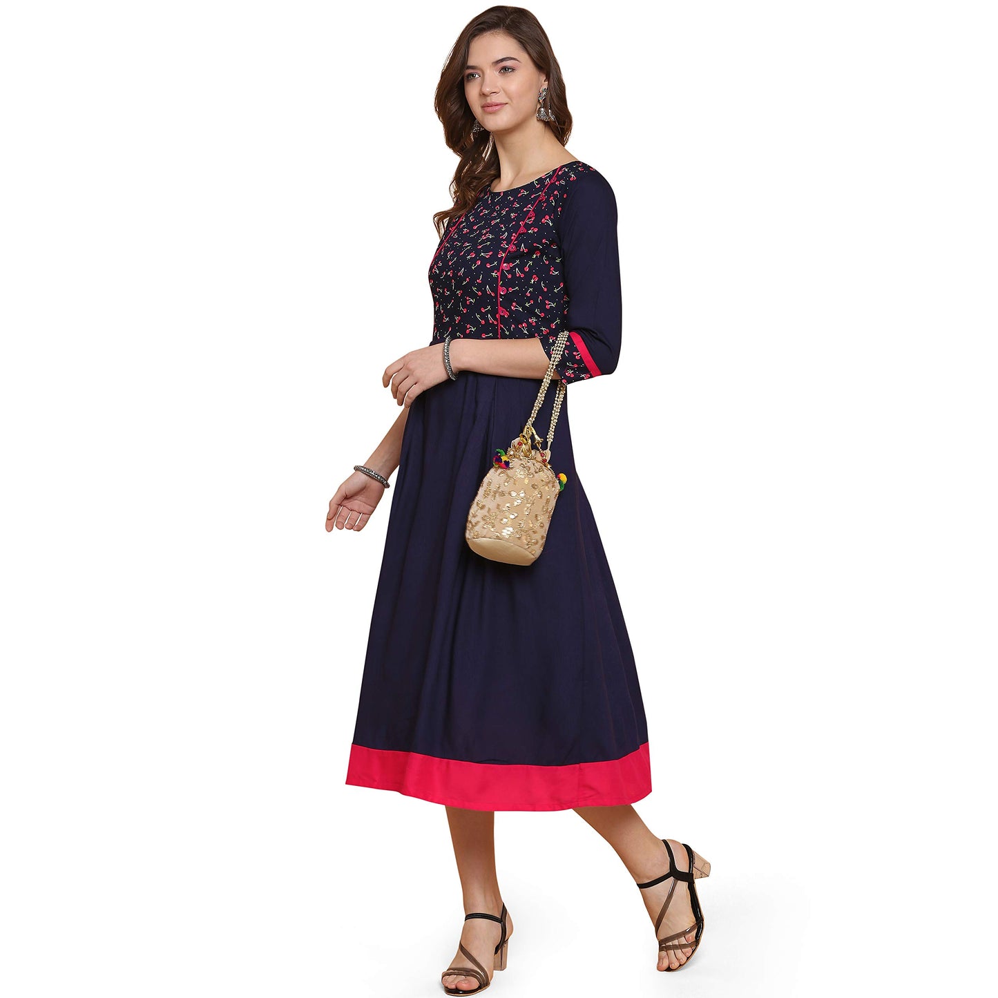 Anni Designer WomenS Rayon Empire Kurta (Navyblue,Xxl)