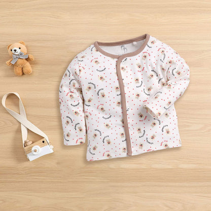 BABY GO 0-3M/3-6M/6-9M/9-12M Full Sleeves 100% Pure Cotton Open Shirts/Snap Botton Tees for Baby Boys(Pack of 3) Beige