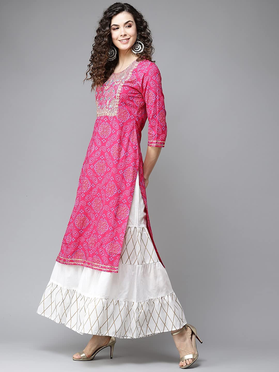 GoSriKi Women's Rayon Kurta with Sharara