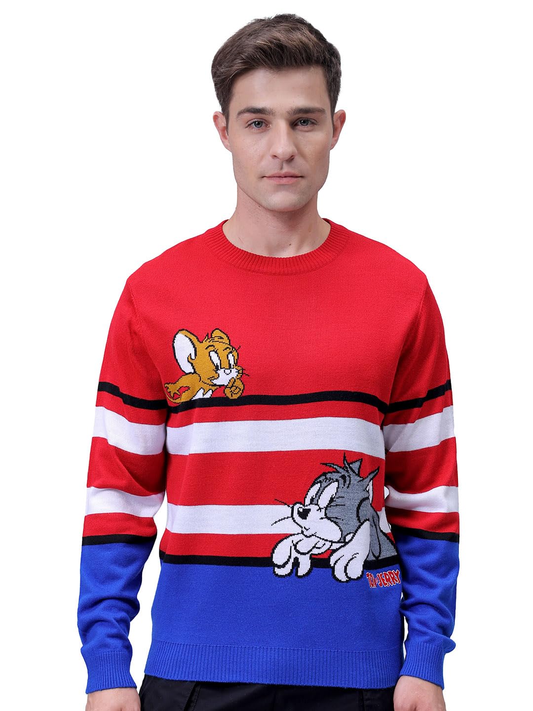 The Indian Garage Co Mens Relaxed Fit Tom & Jerry Crew Neck Sweater