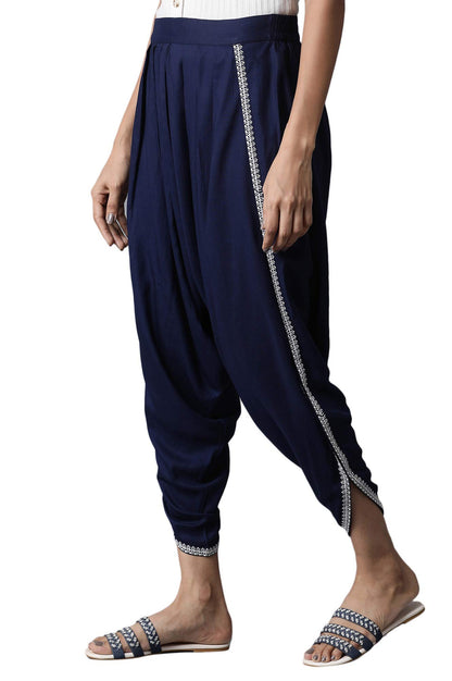 W Pure Cotton Strechable Draped Pants for Women | Pure Cotton Draped Pants for Women | Trousers for Women | W for Woman